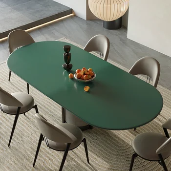 Современный роскошный обеденный стол и стул в сочетании с каменной плитой бытовой овальный стол Итальянский минималистичный стол