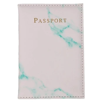 Симпатичный держатель для паспортных карточек Комбинированный кожаный чехол для путешествий в мраморном стиле для паспорта с 2 слотами для защиты карт Y3NC