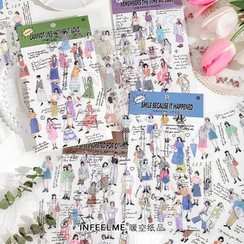 2шт Корейских наклеек Kawaii С героями мультфильмов для девочек, наклейка для домашних животных, ретро Английские наклейки, наклейки для альбомов для скрапбукинга своими руками