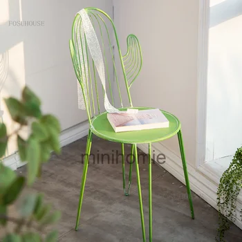 Французские кованые обеденные стулья со спинкой для квартиры Мебель для дома Стул для отдыха в спальне Стойка регистрации в семье Одноместный стул CP