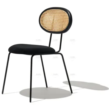 Индивидуальные дизайнерские обеденные стулья из ротанга, простой домашний стул для макияжа с креативной спинкой, повседневный обеденный стул в скандинавском стиле MC