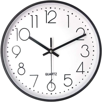 10-дюймовые бесшумные настенные часы без тиканья, на батарейках, декоративные для кухни, офиса, школы, дома, гостиной, спальни