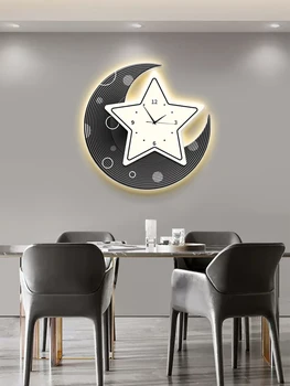 Простые настенные часы для ресторана, новые часы, картина со светодиодной подсветкой, подвесная картина для гостиной, креативные домашние подвесные часы