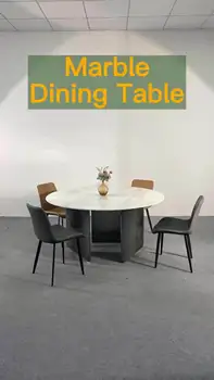 Яркий каменный стол бытовой современный простой роскошный переменный круглый стол высокого класса малогабаритный круглый обеденный стол и стул в сочетании