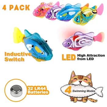 4шт Электрические Рыбные Игрушки Pet Cat Интерактивная Электрическая Игрушка для Игр в помещении Плавающий Робот-Рыба для Кошки Со Светодиодной Подсветкой Предметы Для Домашних Животных