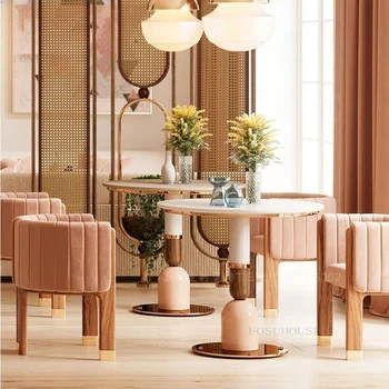 Современные минималистичные тканевые обеденные стулья для столовой, стул из массива дерева, Дизайнерский Легкий Роскошный Одноместный обеденный стул для отдыха в отеле
