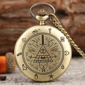 Ретро Винтажные Карманные часы Strange Town Triangle Devil's Eye с ожерельем-цепочкой в подарок мужчине Мужские Ретро Часы
