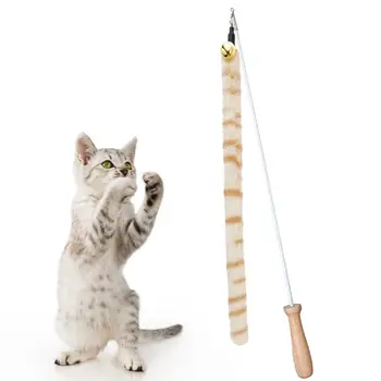 Палочка-дразнилка для кошек Выдвижная, устойчивая к укусам, не ломающаяся, хорошая прочность, интерактивный плюшевый хвост тигра, 2 секции, палочка-дразнилка для кошек