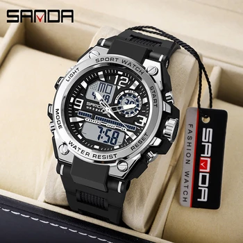 SANDA Лидирующий бренд Мужские часы 5ATM Водонепроницаемые спортивные военные наручные часы на открытом воздухе кварцевые часы для мужчин Relogio Masculino