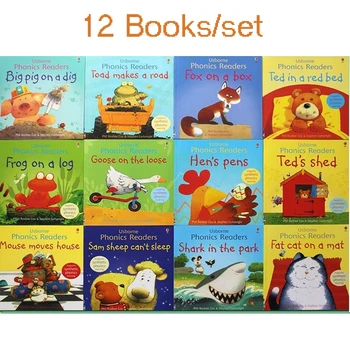 12 книг для 1 комплекта Kids Usborne Story Книжки с картинками для чтения по акустике Знаменитая английская книга для обучения детей 21x21 см