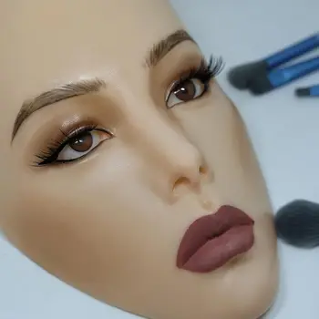 Лицевая панель для практики 3D-макияжа, силиконовый макияж-манекен для лица многоразового использования, учебная доска для начинающих по макияжу глаз и лица