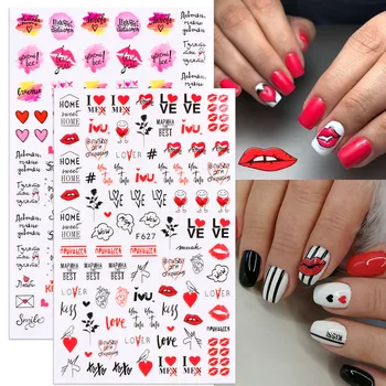 Трендовые наклейки для ногтей с рисунком бабочки и розы, принадлежности для нейл-арта, наклейки серии Love Strawberry на День Святого Валентина, наклейка для ногтей