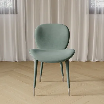 Креативные обеденные стулья со спинкой, Скандинавский современный обеденный стул с изогнутой подушкой, Зеленое кресло для переговоров в кафе, отеле, мебель для столовой