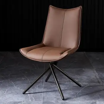 Кожаные обеденные стулья Металлический роскошный удобный дизайн Итальянские обеденные стулья Скандинавский шезлонг Мебель для балкона GXR45XP