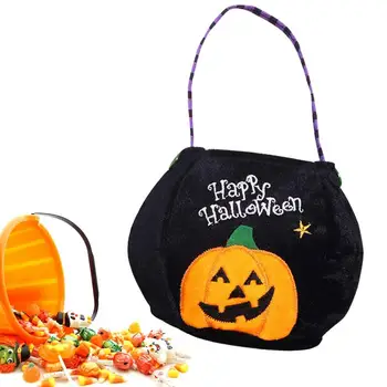 Сумки с тыквой на Хэллоуин, детское ведерко для конфет, сумка-тоут, Дизайн тыквы, ведерки для конфет на Хэллоуин, корзина для сладостей из нетканого материала 