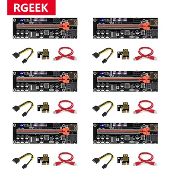 RGeek 6шт Модернизированный Новейший V011 Pro Pcie Riser 011 Pci Express Riser от 1X до X16 10 Конденсаторов USB 3.0 Кабель для Графической Карты GPU