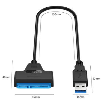 Кабель SATA 3 Адаптер Sata к USB USB 3,0 До 6 Гбит/с Поддержка 2,5 дюймов Внешний SSD Жесткий диск 22-контактный кабель Sata III