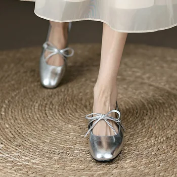 Женские свадебные туфли на плоской подошве Mary Janes, весенне-летние Балетки