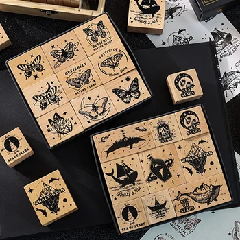 Ретро бабочка винтажный журнал этикеток Набор деревянных штампов для оформления открыток в стиле скрапбукинг тиснение ремесло стандартный штамп