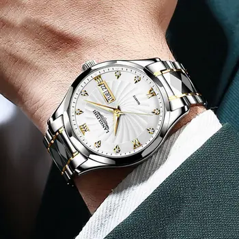 Мужские часы Poedagar Business Серебро Золото Роскошные Оригинальные мужские наручные часы из люминесцентной водонепроницаемой стали Relogio Masculino 2023