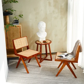 Современные обеденные стулья, бытовая мебель для гостиной, Обеденный стул из массива дерева, стулья из ротанга, Табурет со спинкой, Кресло для отдыха, табурет