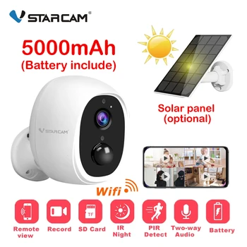 Vstarcam 2-Мегапиксельная 3-Мегапиксельная камера безопасности на солнечных батареях, IP-камера Wi-Fi, 1080P Беспроводное наружное видеонаблюдение, Аудио Водонепроницаемый