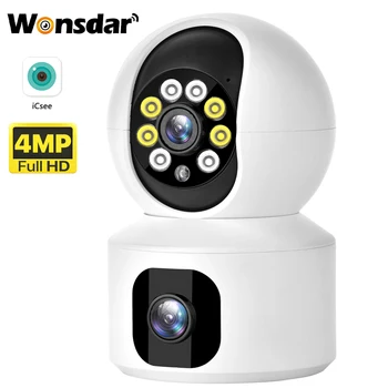 Двухобъективная Wi-Fi PTZ-камера 4MP HD AI Слежение Видеонаблюдение безопасность Радионяня Камера цветного ночного видения IPC360 Home