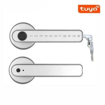 Емкость пульта дистанционного управления Tuya APP 50 Интеллектуальный пароль по отпечатку пальца Замок с одной защелкой и ключом для внутренней деревянной двери Используется