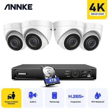 ANNKE POE Camera Outdoor Kit 4K Ultra HD H.265 + Сигнализация Обнаружения Движения CCTV Система Видеонаблюдения 8MP Видеонаблюдение ONVIF