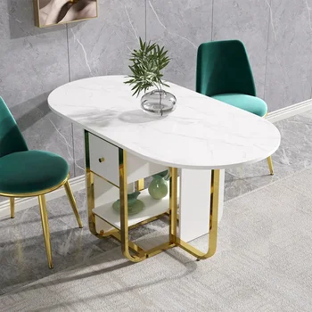Легендарный современный раздвижной белый обеденный стол с откидной деревянной створкой для столовой, Мебель для интерьера ресторана