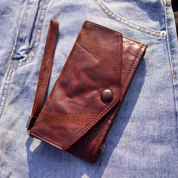 Мужская портативная маленькая сумочка AETOO для поездок на работу, нишевый Японский хипстерский зажим для денег из воловьей кожи, Портативная карманная сумка для переноски, короткий кошелек holdi