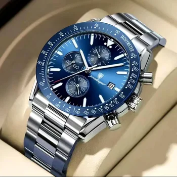 Роскошные совершенно новые мужские часы с многофункциональным стальным ремешком, кварцевые часы Seiko, мужские часы, лучший бренд класса люкс