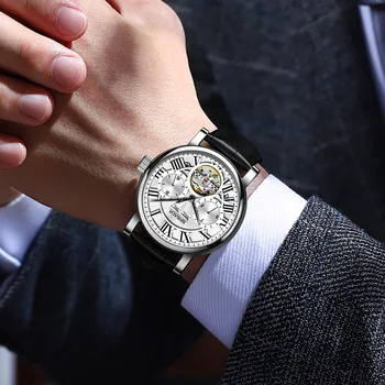 Официальные оригинальные мужские часы Binkada, модные механические часы с отверстиями, ночник, деловые водонепроницаемые модные мужские часы